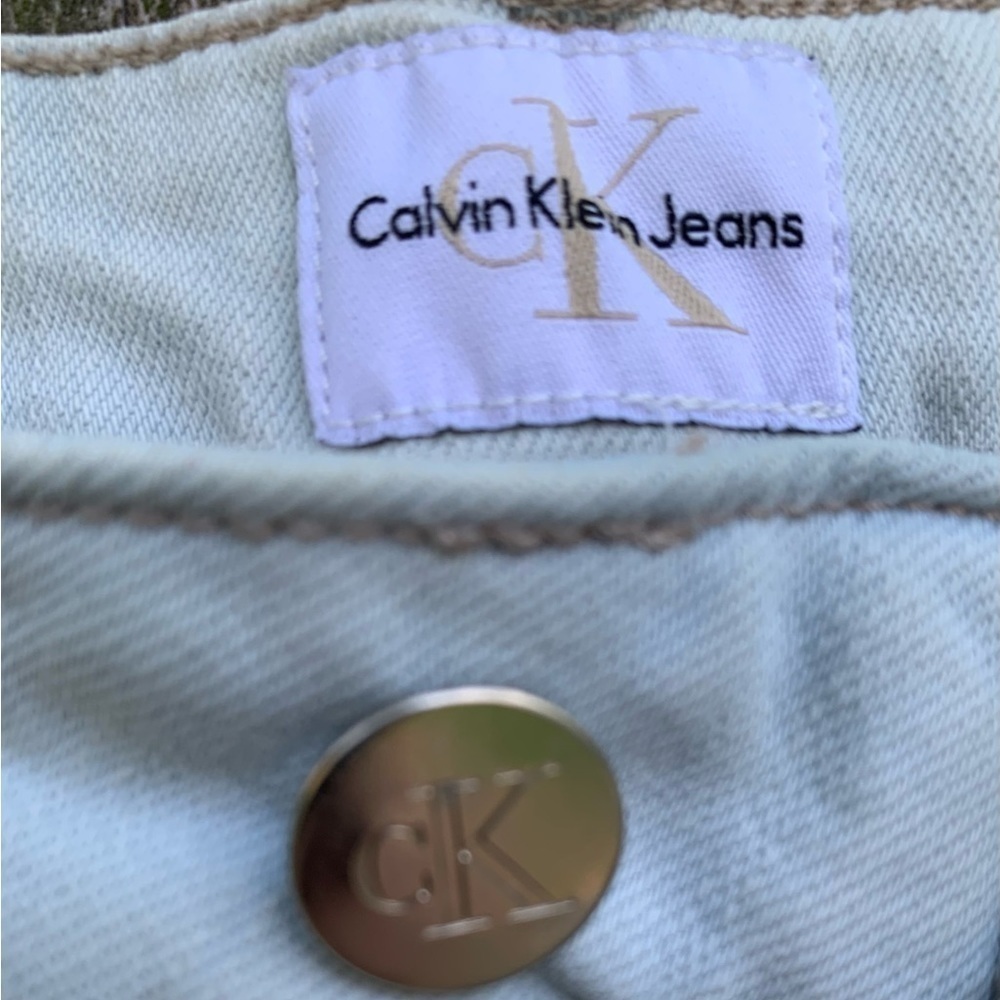 CALVIN KLEIN light blue denim skinny straight leg designer jeans - Picture 4 of 9